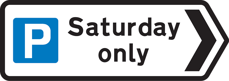 Direction to a parking place available only on the day specified