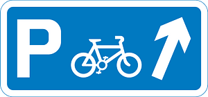 Junction ahead leading to a parking place for pedal cycles