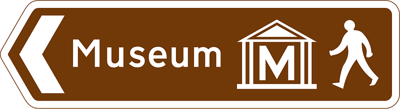 Direction of the route to a tourist attraction for pedestrians