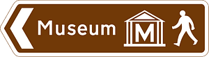 Direction of the route to a tourist attraction for pedestrians