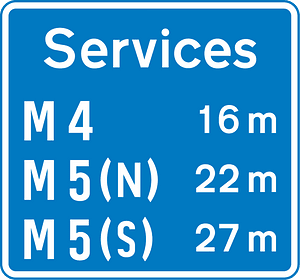 Availability of motorway service areas ahead with distances