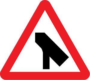 Traffic merges onto the main carriageway