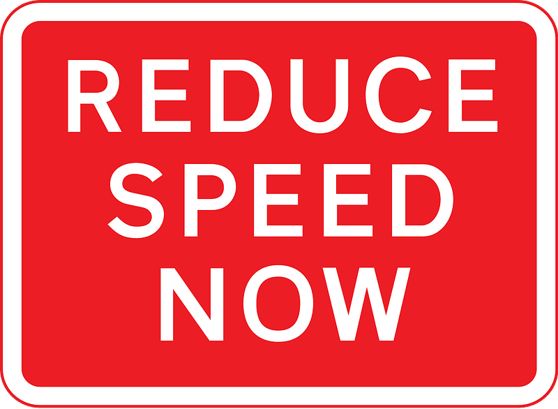Plate used with warning signs where a reduction in speed is necessary