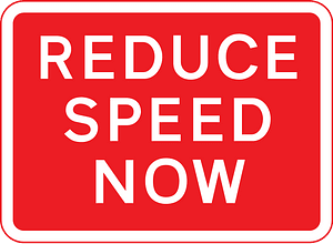 Plate used with warning signs where a reduction in speed is necessary