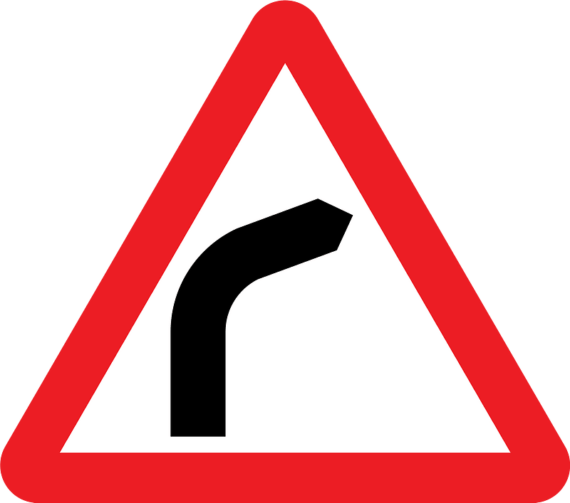 Bend to right (left if symbol reversed)