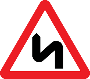 Double bend first to the left (right if symbol reversed)