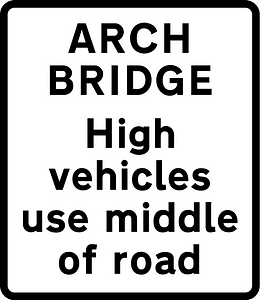 Supplementary plate used with arch bridge warning signs