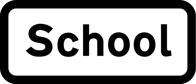 Plate used with "school" sign