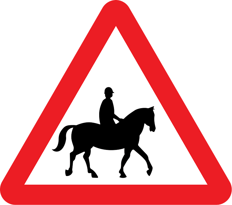 Accompanied horses or ponies likely to be in or crossing the road