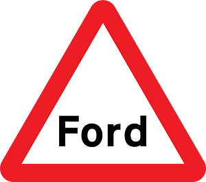 Worded warning "Ford" may be varied to "Flood", "Gate", "Gates" or "No smoking"
