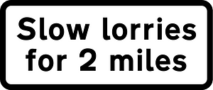 Plate for "slow-moving vehicles" to show distance over which slow lorries extends