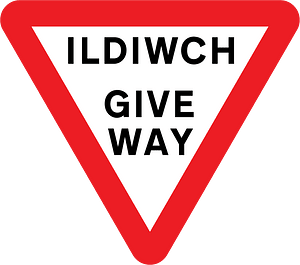 Give way to traffic on the major road (English and Welsh Language)