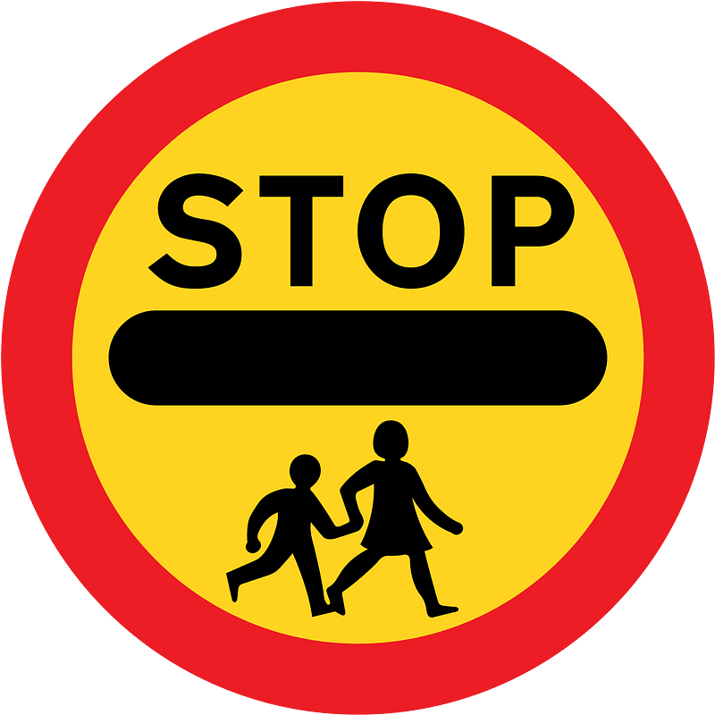 Stop, children crossing ahead (This sign can only be displayed by a person at a patrolled crossing).