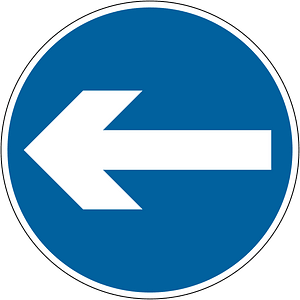 Vehicular traffic must turn left (right if symbol reversed)