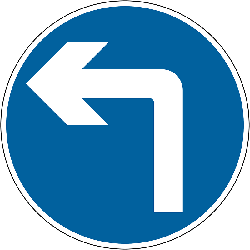 Vehicular traffic must turn ahead in the direction indicated by the arrow