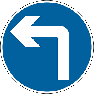 Vehicular traffic must turn ahead in the direction indicated by the arrow