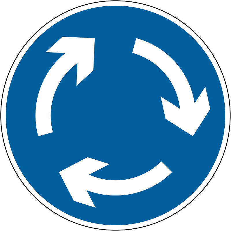 Mini-roundabout (give way to traffic from the immediate right)