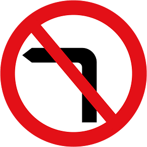 No left turn for vehicular traffic