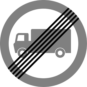 End of prohibition of goods vehicles exceeding the maximum unladen weight indicated in a previous sign
