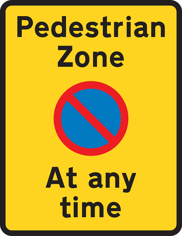 Waiting restriction repeater signs within the pedestrian zone