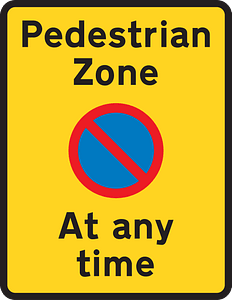 Waiting restriction repeater signs within the pedestrian zone