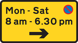 Waiting prohibited except for loading and unloading during the period and in the direction indicated
