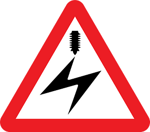 Electrified overhead cable ahead