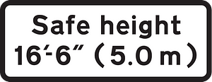 Supplementary plate informing height of overhead cables at level crossing ahead