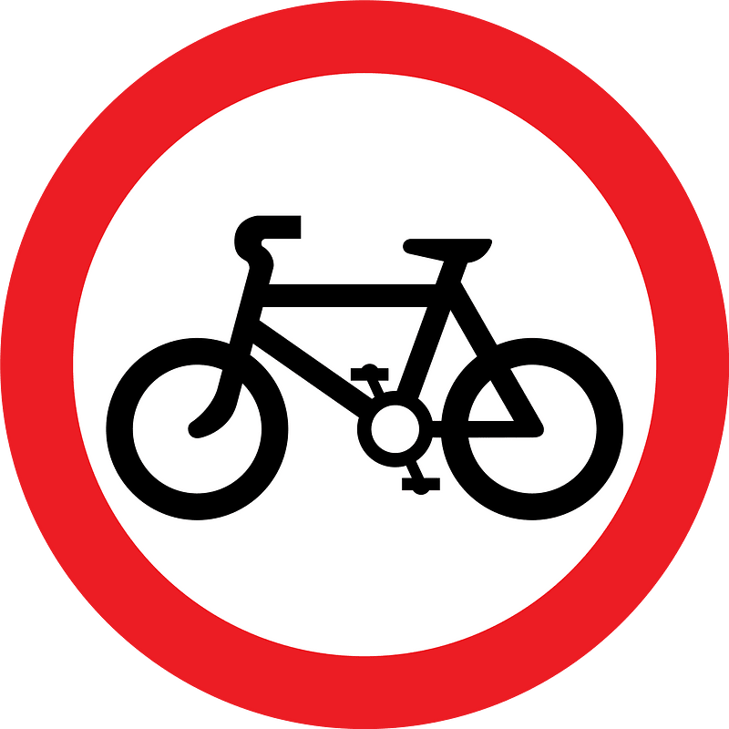 Riding of pedal cycles prohibited. Schedule 5 of the traffic signs regulations specifically states that the use of this sign is not backed by any legislation