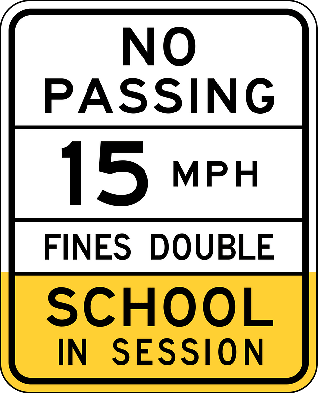 School zone speed limit sign, Arizona