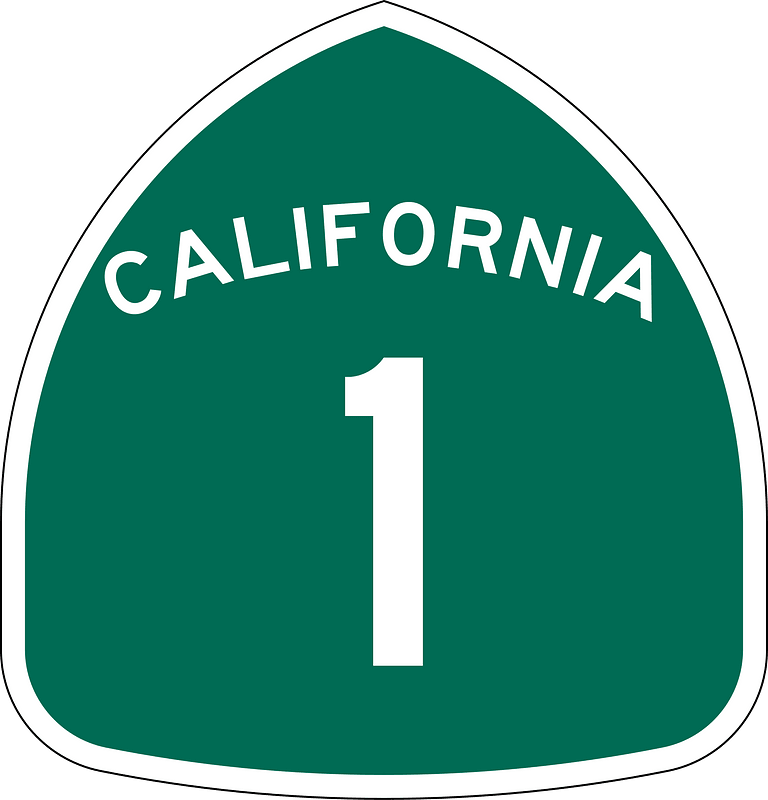 One-digit state route shield, California