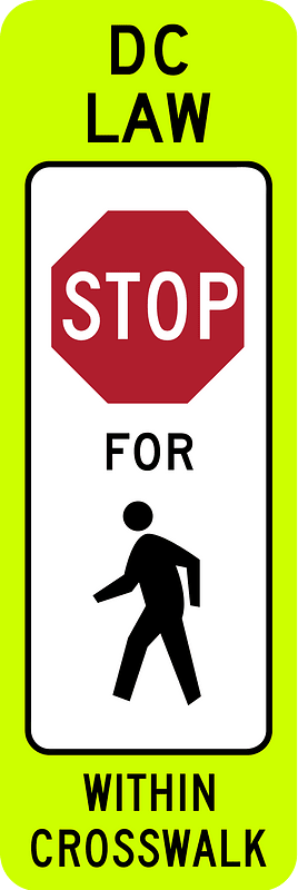DC law stop for pedestrians in crosswalk, Washington, D.C.