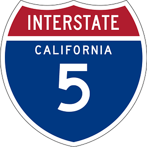 Single-digit interstate route shield, California