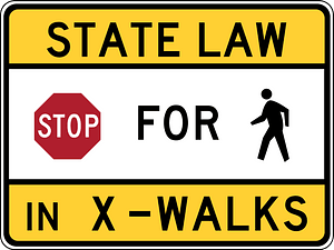 State law stop for pedestrians in crosswalk, Maryland