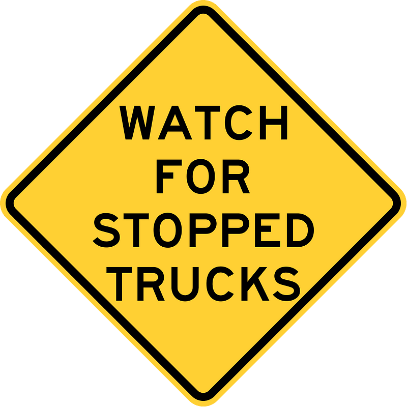 Watch for stopped trucks, Illinois