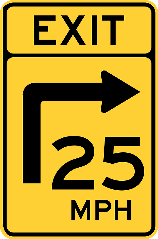 Turn curve exit speed advisory, Maryland