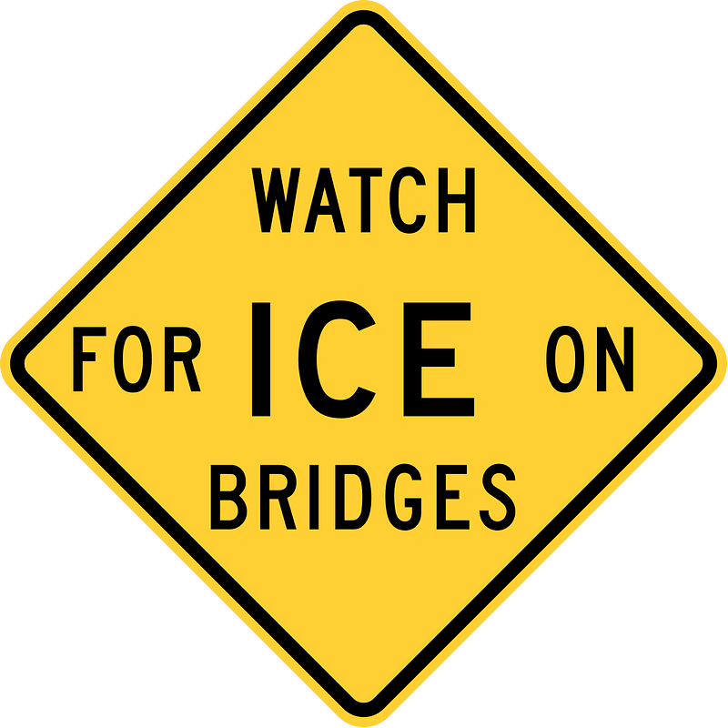 Watch for ice on bridges, Indiana and Texas (as Watch for ice on bridge)