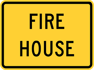 Fire house (used in conjunction with graphic fire station sign), New York State