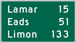 Mileage signs for highway routes, Colorado