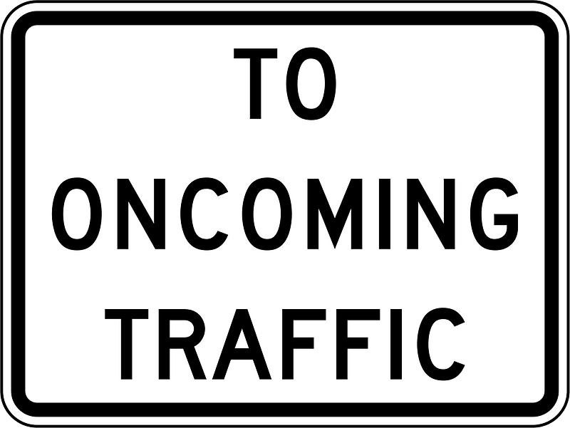 R1-2aP: To Oncoming Traffic (plaque)