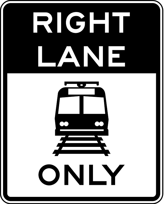 Light rail only in right lane