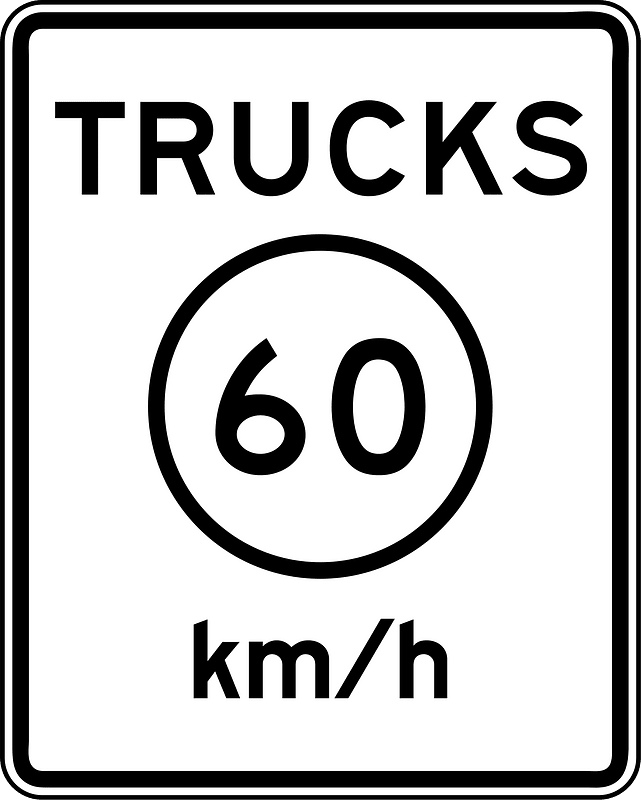 R2-2P: Truck Speed Limit (Plaque) (Metric)