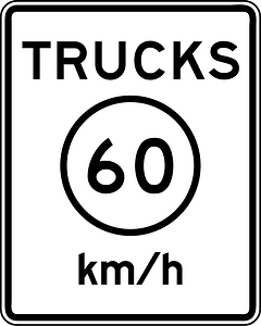 R2-2P: Truck Speed Limit (Plaque) (Metric)