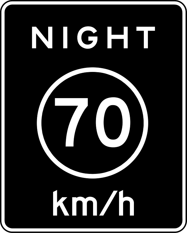 R2-3P: Night Speed Limit (Plaque) (Metric)