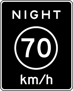 R2-3P: Night Speed Limit (Plaque) (Metric)