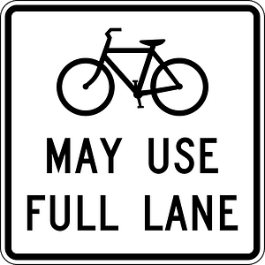 Cyclists may use full lane
