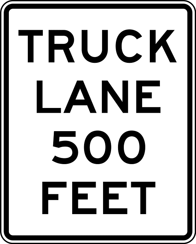 Truck lane 500 Feet