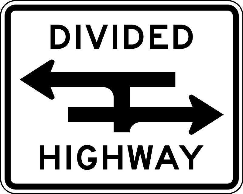 Divided Highway crossing T intersection