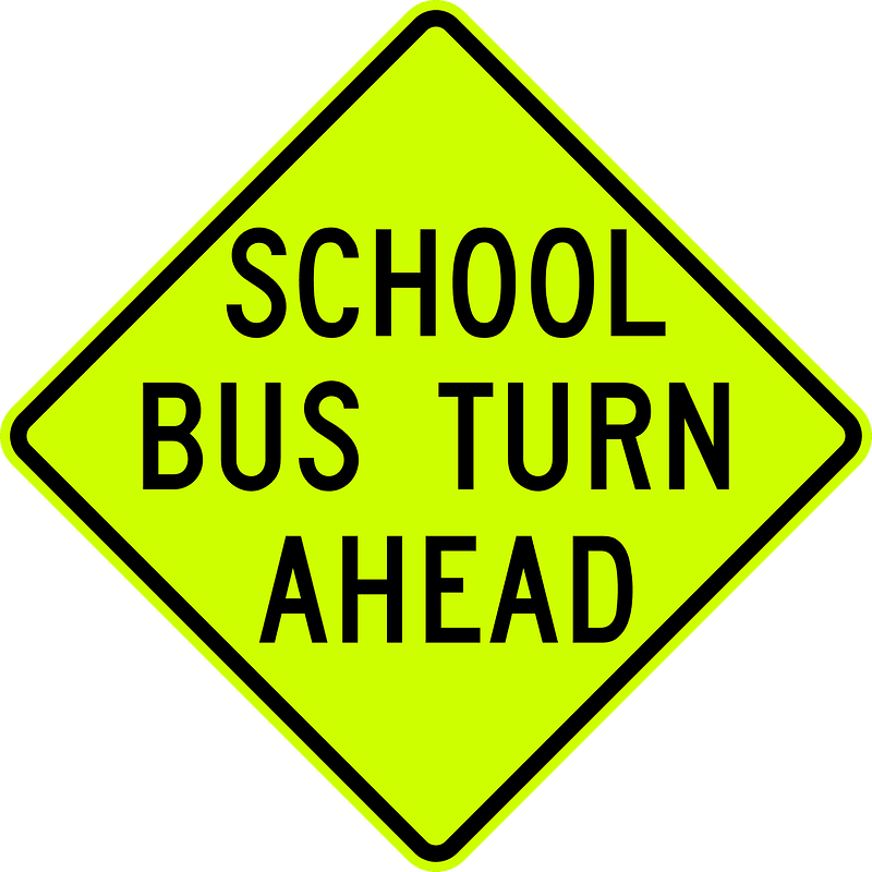 School bus turn ahead