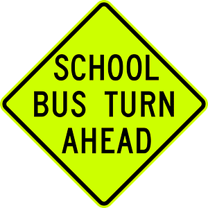School bus turn ahead